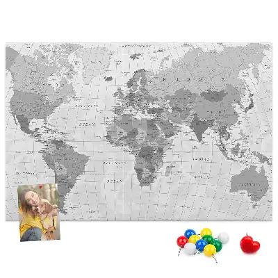 Printed Cork Memo Board Political World Map