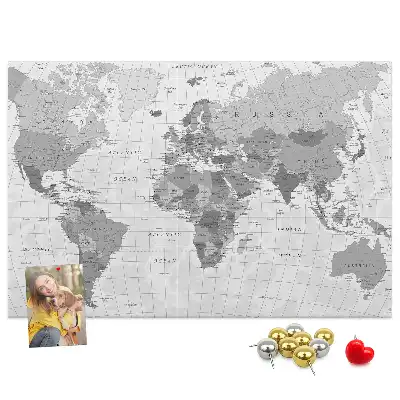 Printed Cork Memo Board Political World Map