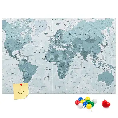 World Map Cork Memo Board