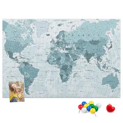 World Map Cork Memo Board