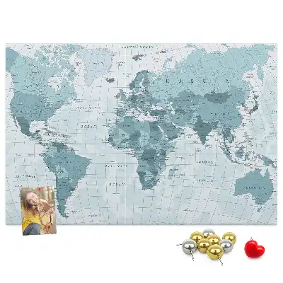 World Map Cork Memo Board