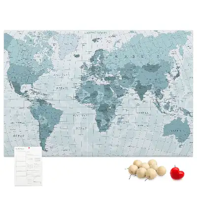 World Map Cork Memo Board