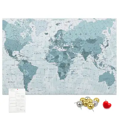 World Map Cork Memo Board