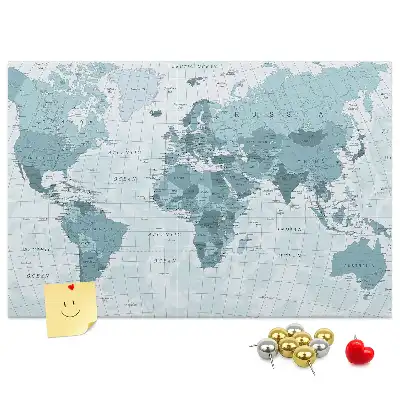 World Map Cork Memo Board