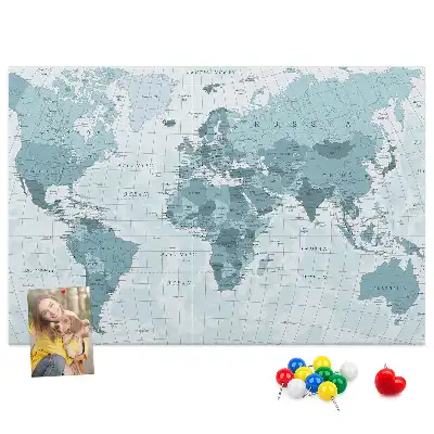 World Map Cork Memo Board