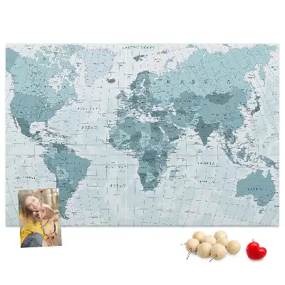 World Map Cork Memo Board