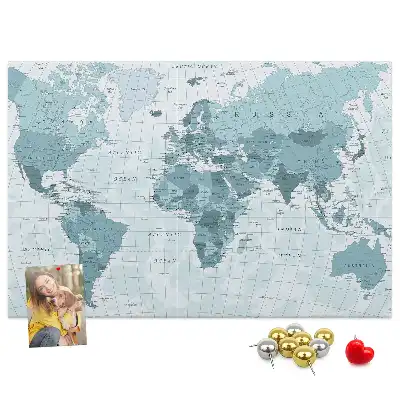World Map Cork Memo Board