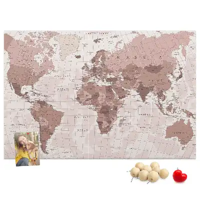 Printed Cork Board Political World Map