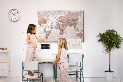 Printed Cork Board Political World Map