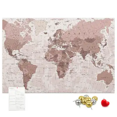 Printed Cork Board Political World Map