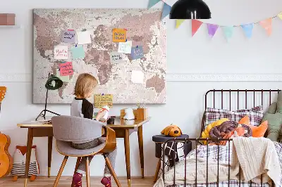 Printed Cork Board Political World Map