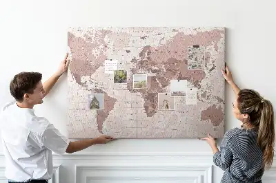 Printed Cork Board Political World Map