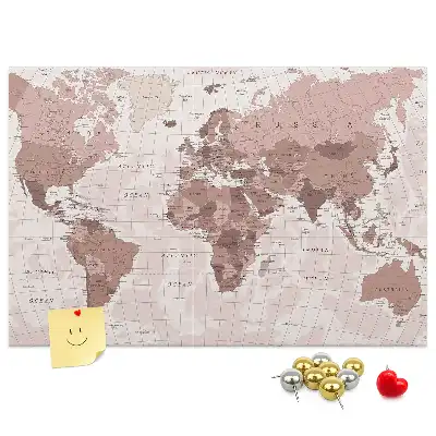 Printed Cork Board Political World Map