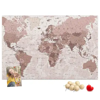 Printed Cork Board Political World Map