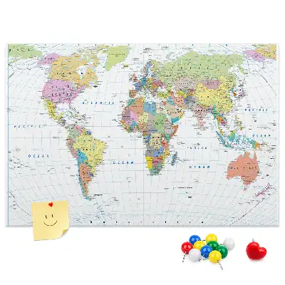 Cork memo board Political world map