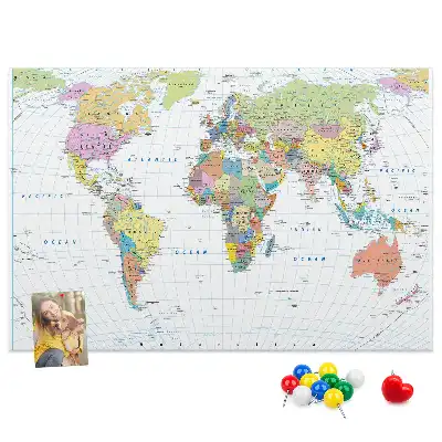 Cork memo board Political world map