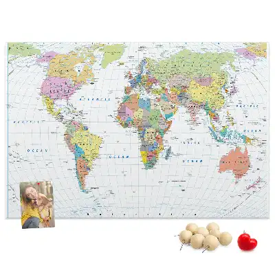 Cork memo board Political world map