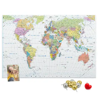 Cork memo board Political world map