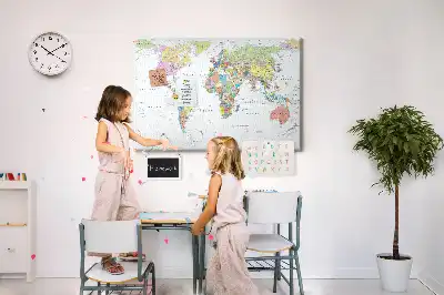 Cork memo board Political world map