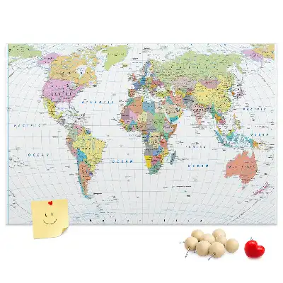 Cork memo board Political world map