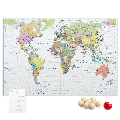 Cork memo board Political world map