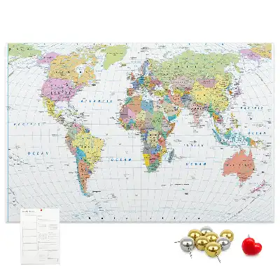 Cork memo board Political world map