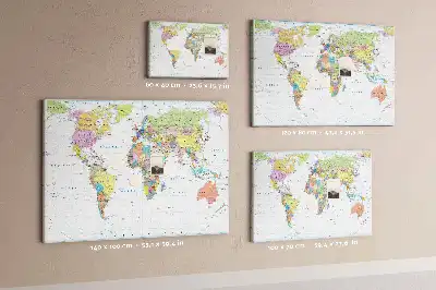 Cork memo board Political world map