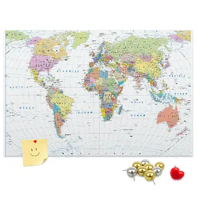 Cork memo board Political world map