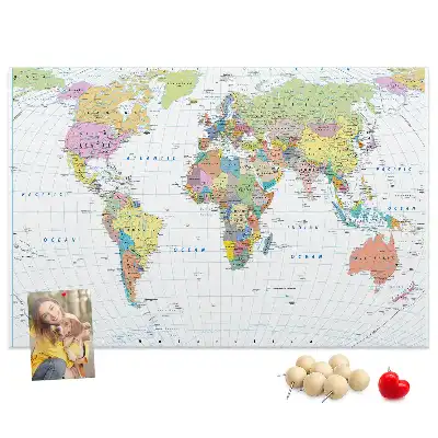 Cork memo board Political world map