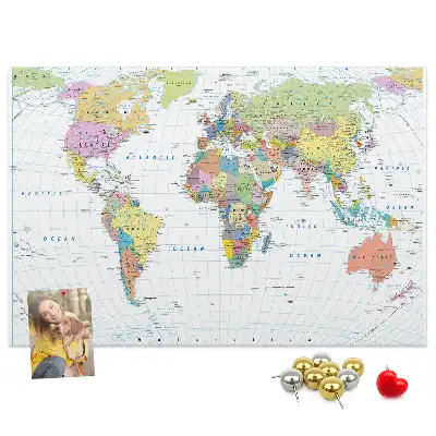World map cork memo board