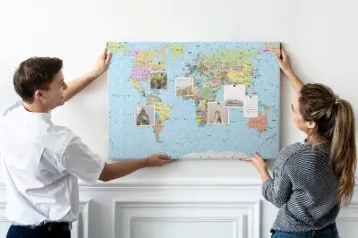 Printed Cork Board Political world map