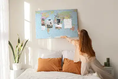 Printed Cork Board Political world map