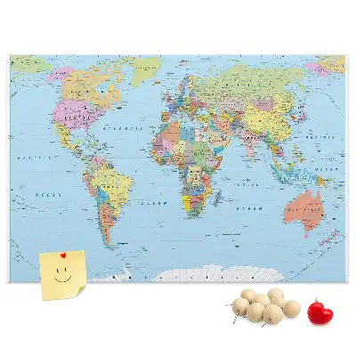 Printed Cork Board Political world map