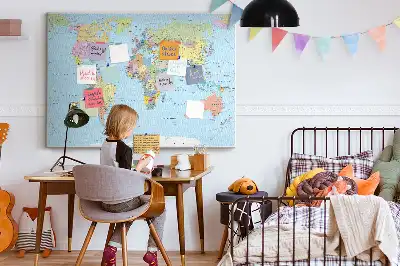 Printed Cork Board Political world map