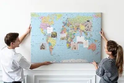 Printed Cork Board Political world map