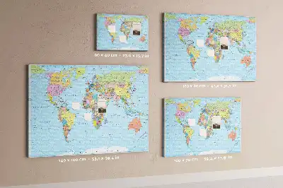 Printed Cork Board Political world map