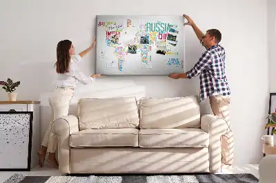 Printed Cork Memo Board Featuring a Map of Country Names