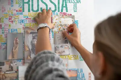 Printed Cork Memo Board Featuring a Map of Country Names