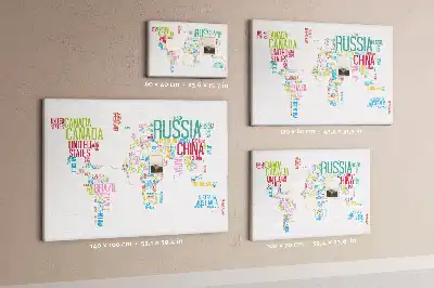 Printed Cork Memo Board Featuring a Map of Country Names