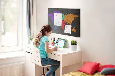 World map cork memo board