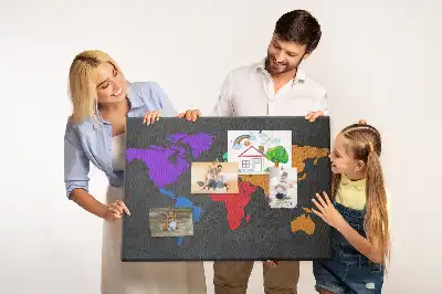 World map cork memo board