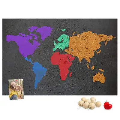 World map cork memo board