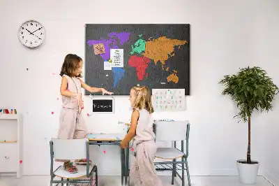 World map cork memo board