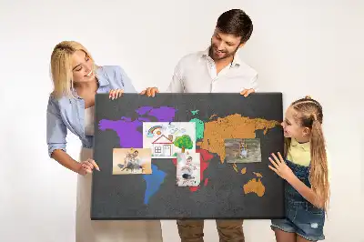 World map cork memo board