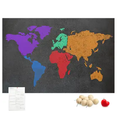 World map cork memo board