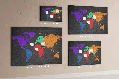 World map cork memo board