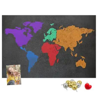 World map cork memo board