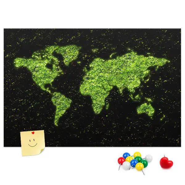 World Map Printed Cork Memo Board