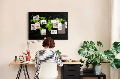 World Map Printed Cork Memo Board