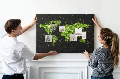 World Map Printed Cork Memo Board